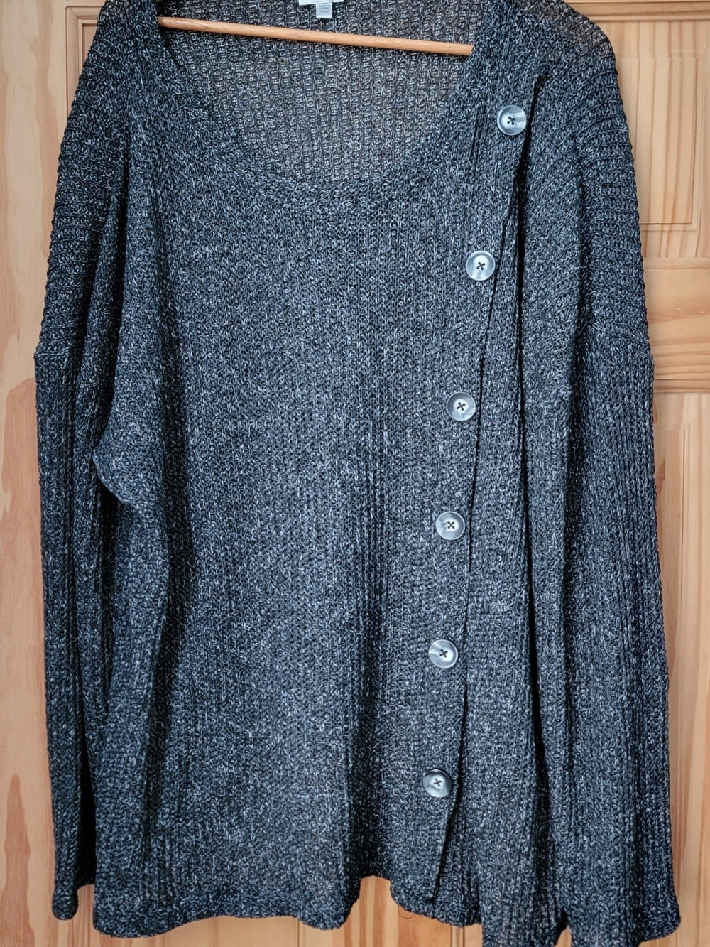 Avenue Charcoal Gray Button-Front Knit Sweater - Size 26/28